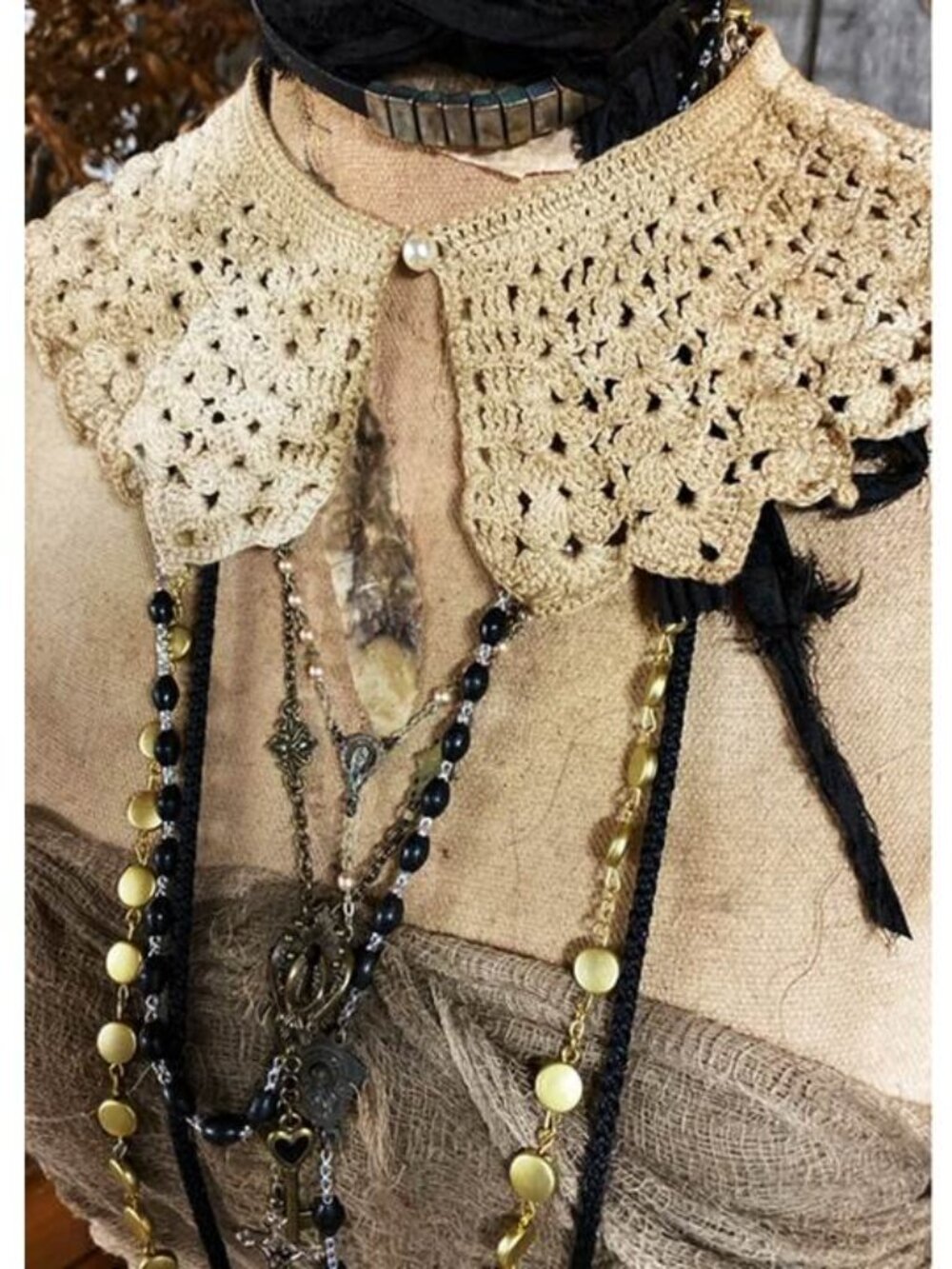 Vintage Eco Dyed Crocheted Collar